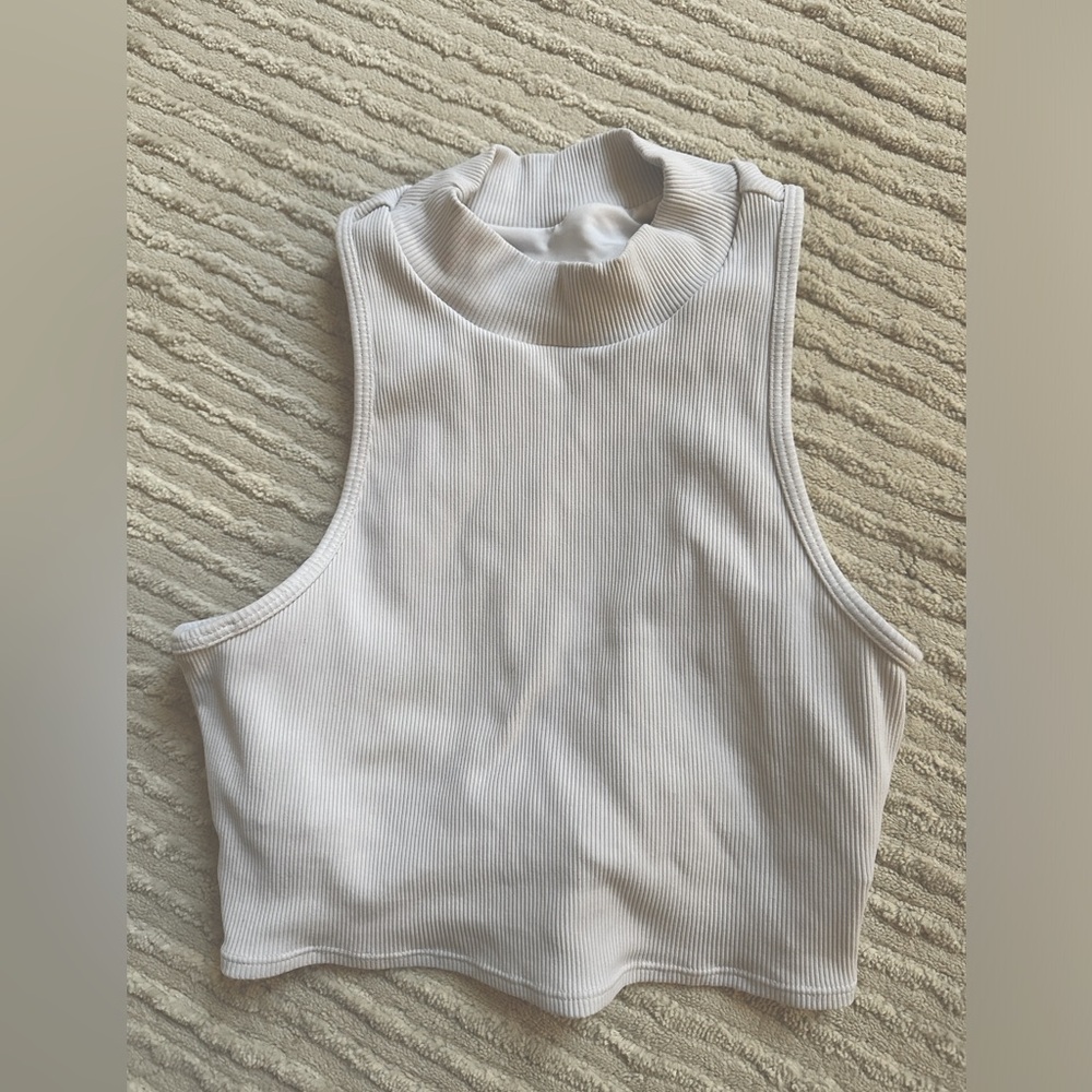 ALO Yoga - GODDESS RIB CROPPED DYNAMITE TANK - S - WHITE